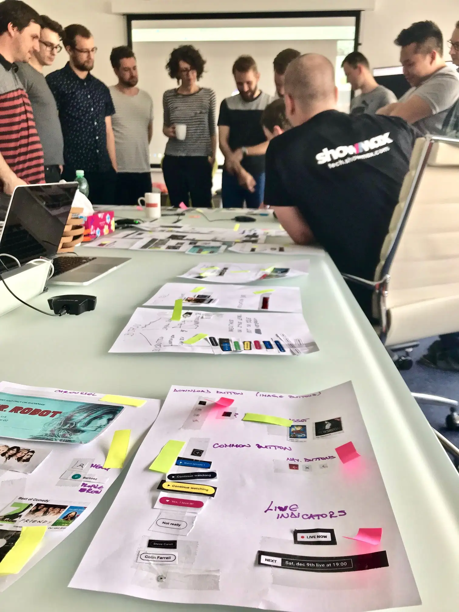 Workshop in progress — the full team reviewing each group’s input.