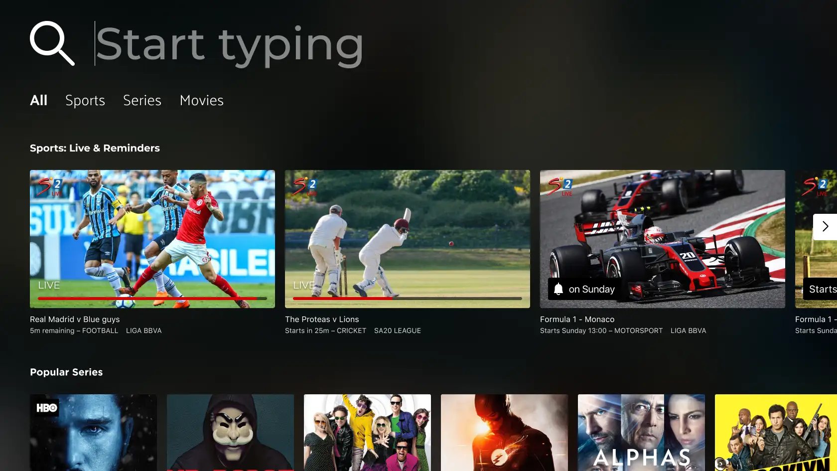 Even Search was enhanced for the Sports experience—surfacing live events by default and letting users search upcoming games and set reminders.