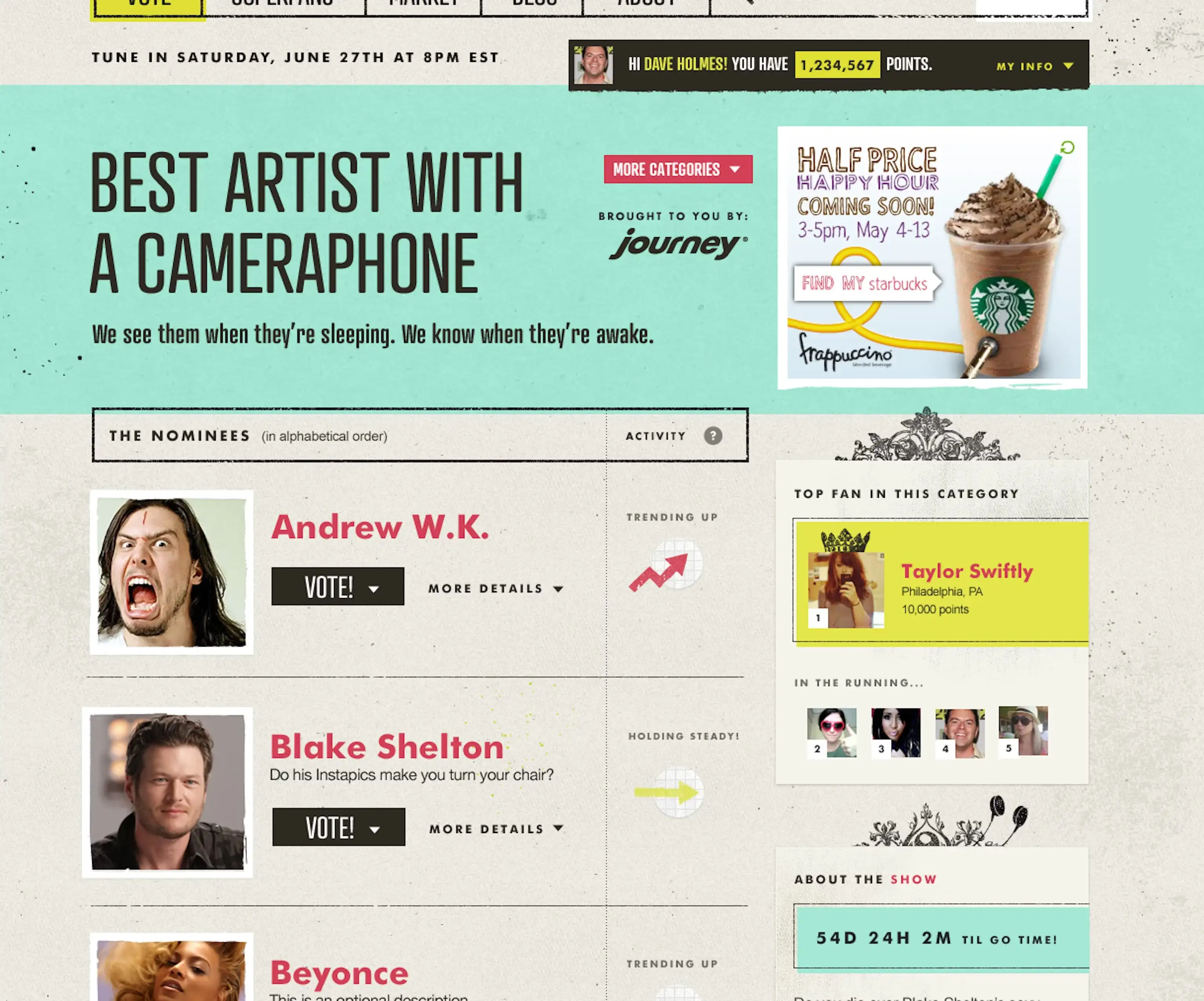 MTV’s O Music Awards — a socially-driven awards show used as a live testbed to prove out responsive design concepts. Art direction by Sean Gresens.